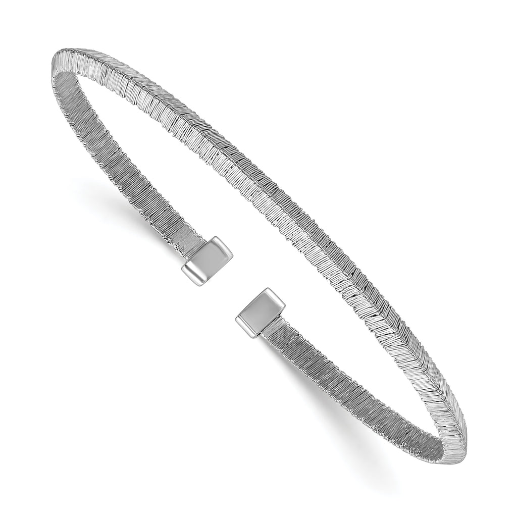 Sterling Silver Textured Brushed & Polished Cuff Bracelet
