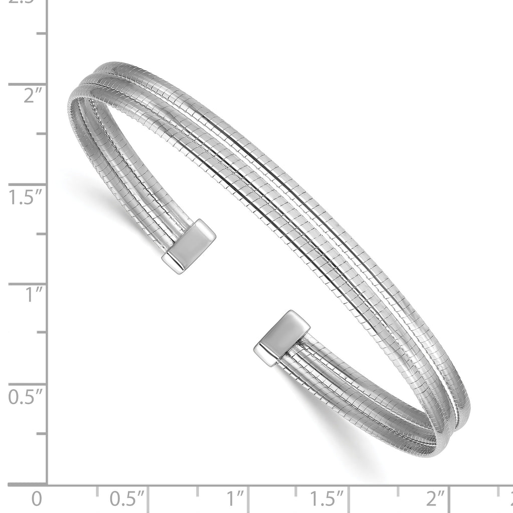 Sterling Silver Grooved Cuff Bracelet