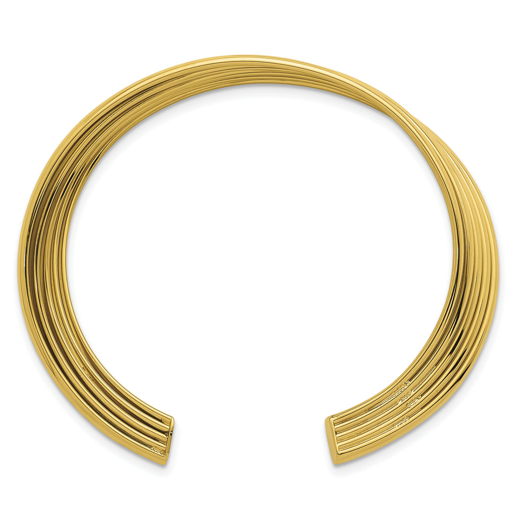 Gold-Plated Sterling Silver Grooved Cuff Bracelet