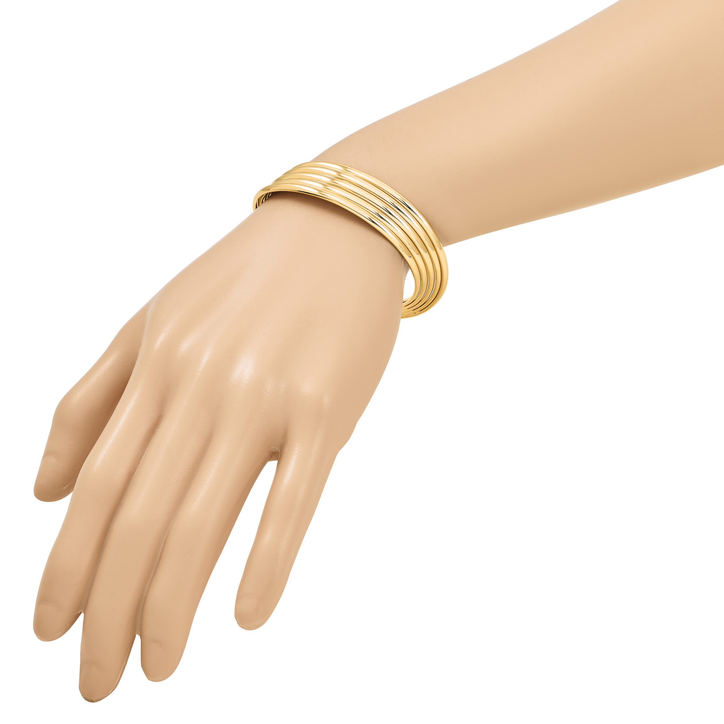 Gold-Plated Sterling Silver Grooved Cuff Bracelet