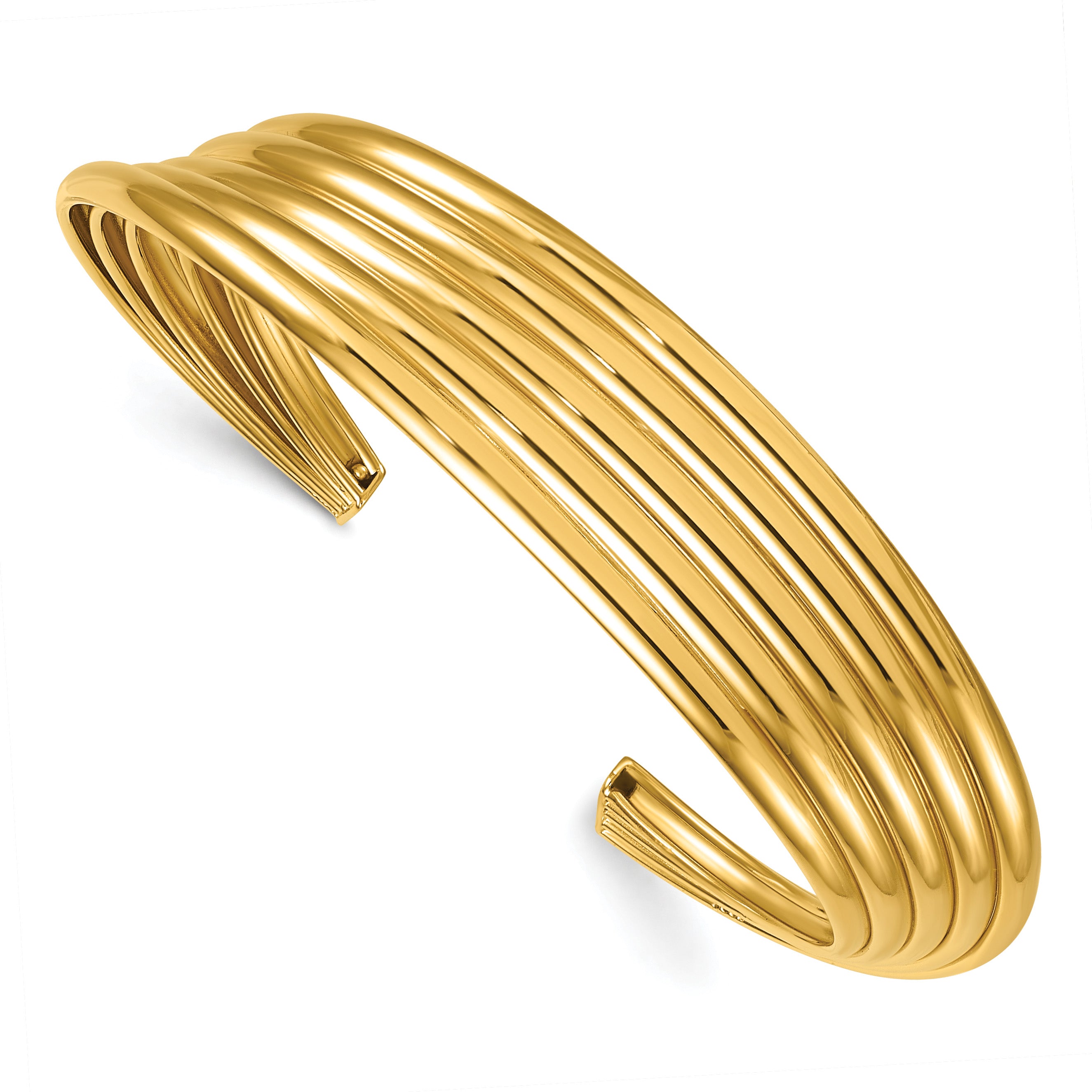 Gold-Plated Sterling Silver Grooved Cuff Bracelet