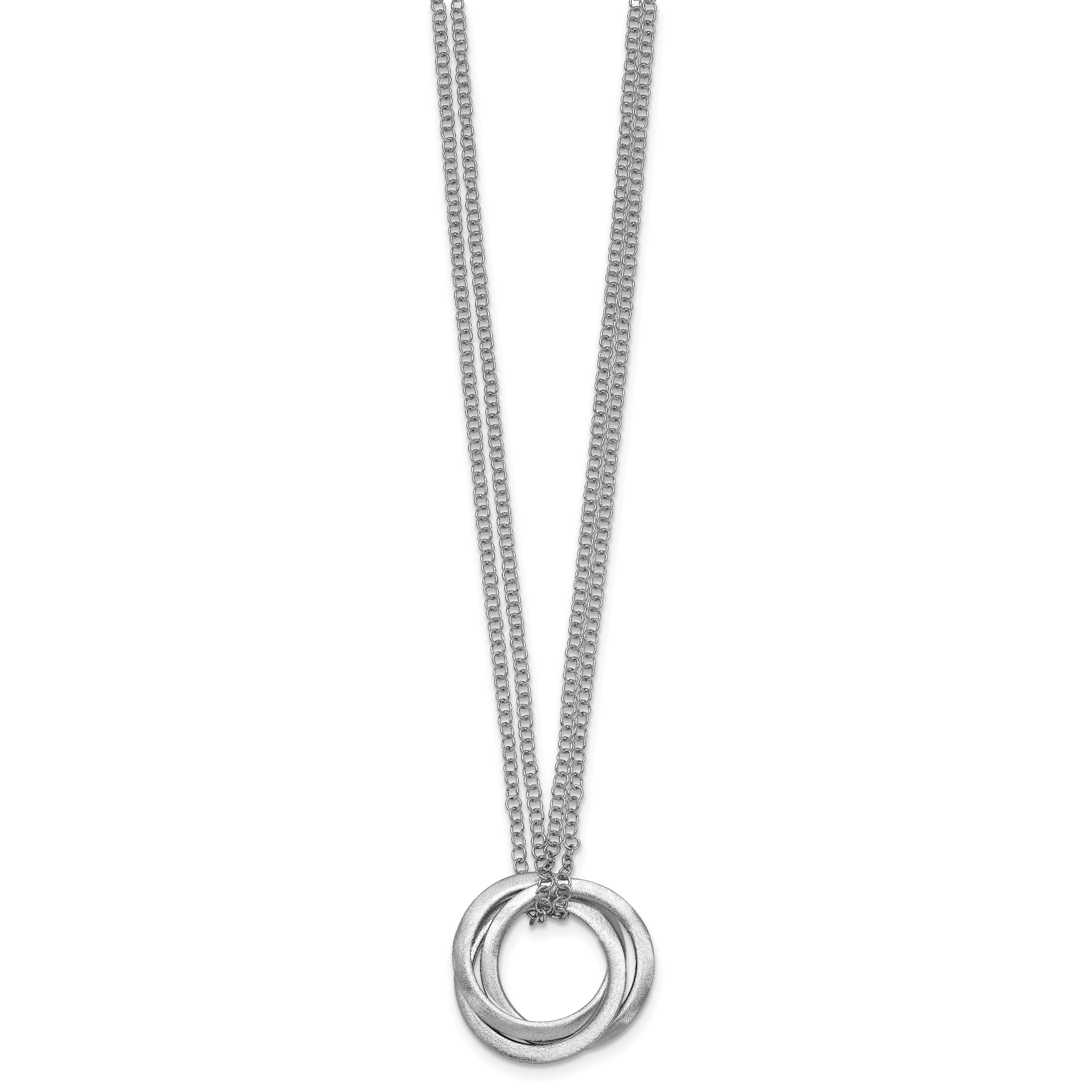 Sterling Silver Brushed & Polished Cable Pendant Necklace Secondary image
