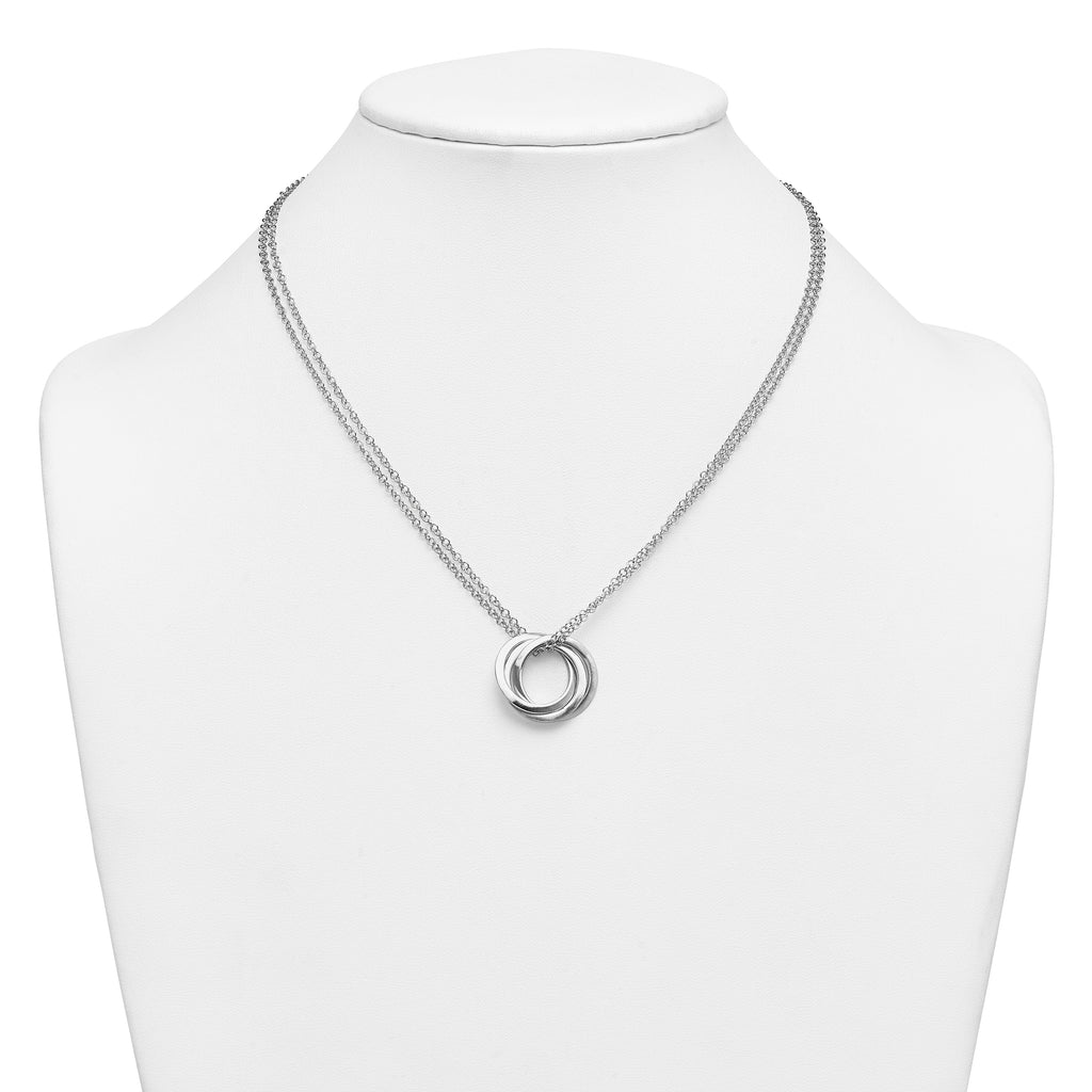 Sterling Silver Brushed & Polished Cable Pendant Necklace