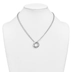 Sterling Silver Brushed & Polished Cable Pendant Necklace