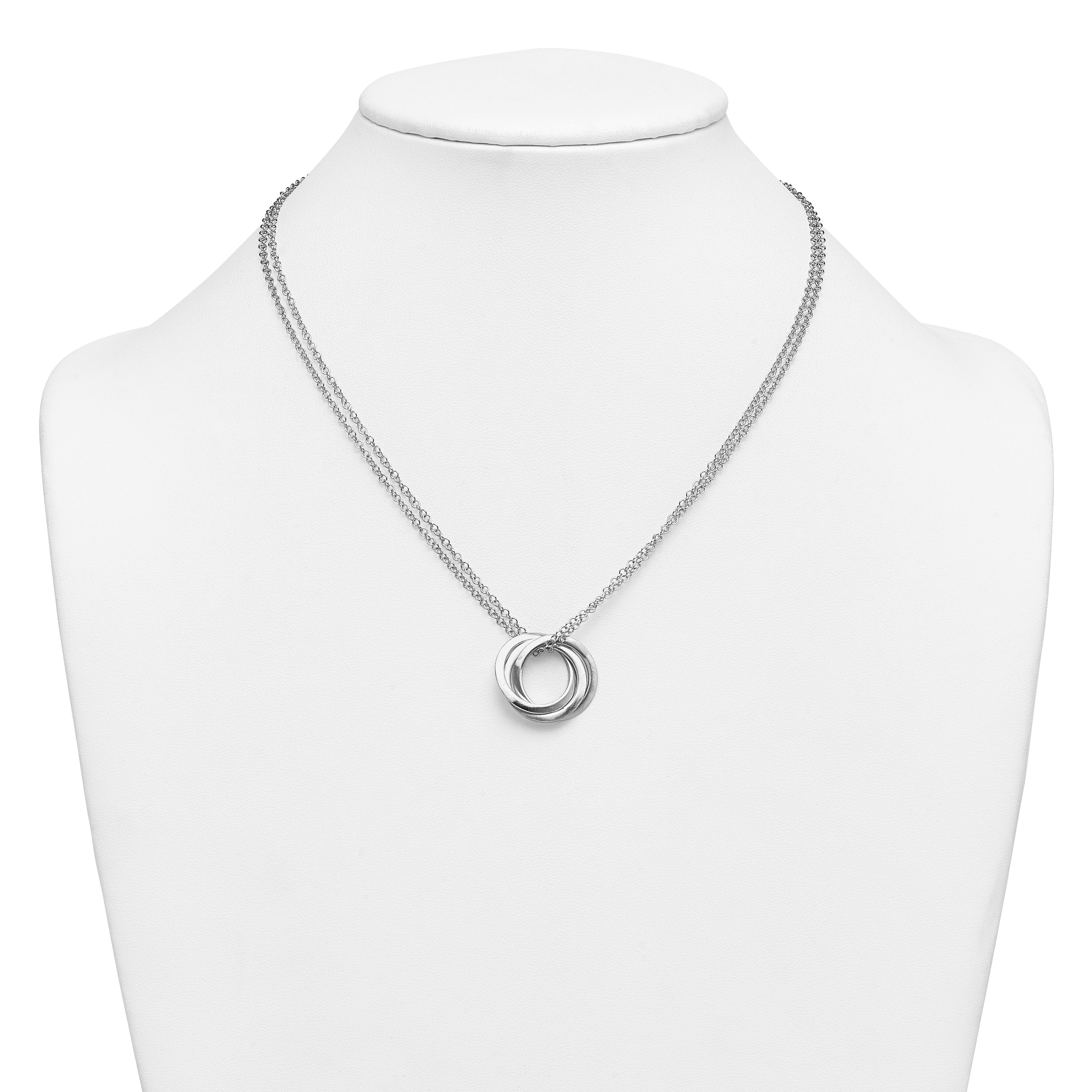 Sterling Silver Brushed & Polished Cable Pendant Necklace