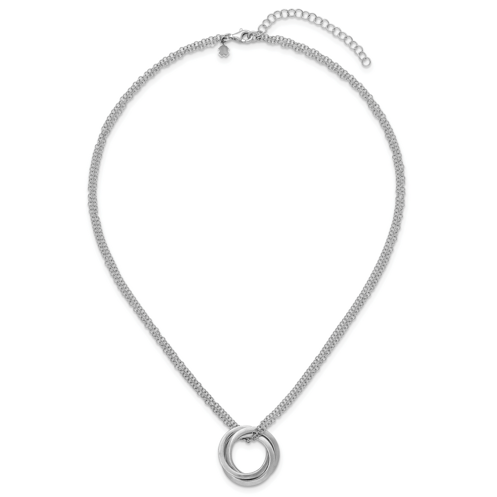 Sterling Silver Brushed & Polished Cable Pendant Necklace