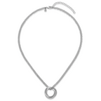 Sterling Silver Brushed & Polished Cable Pendant Necklace