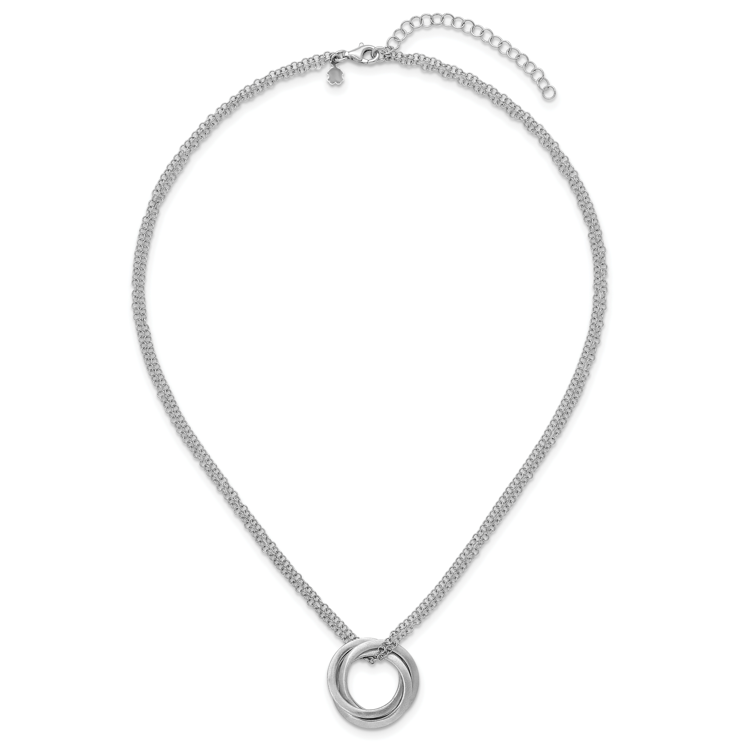 Sterling Silver Brushed & Polished Cable Pendant Necklace