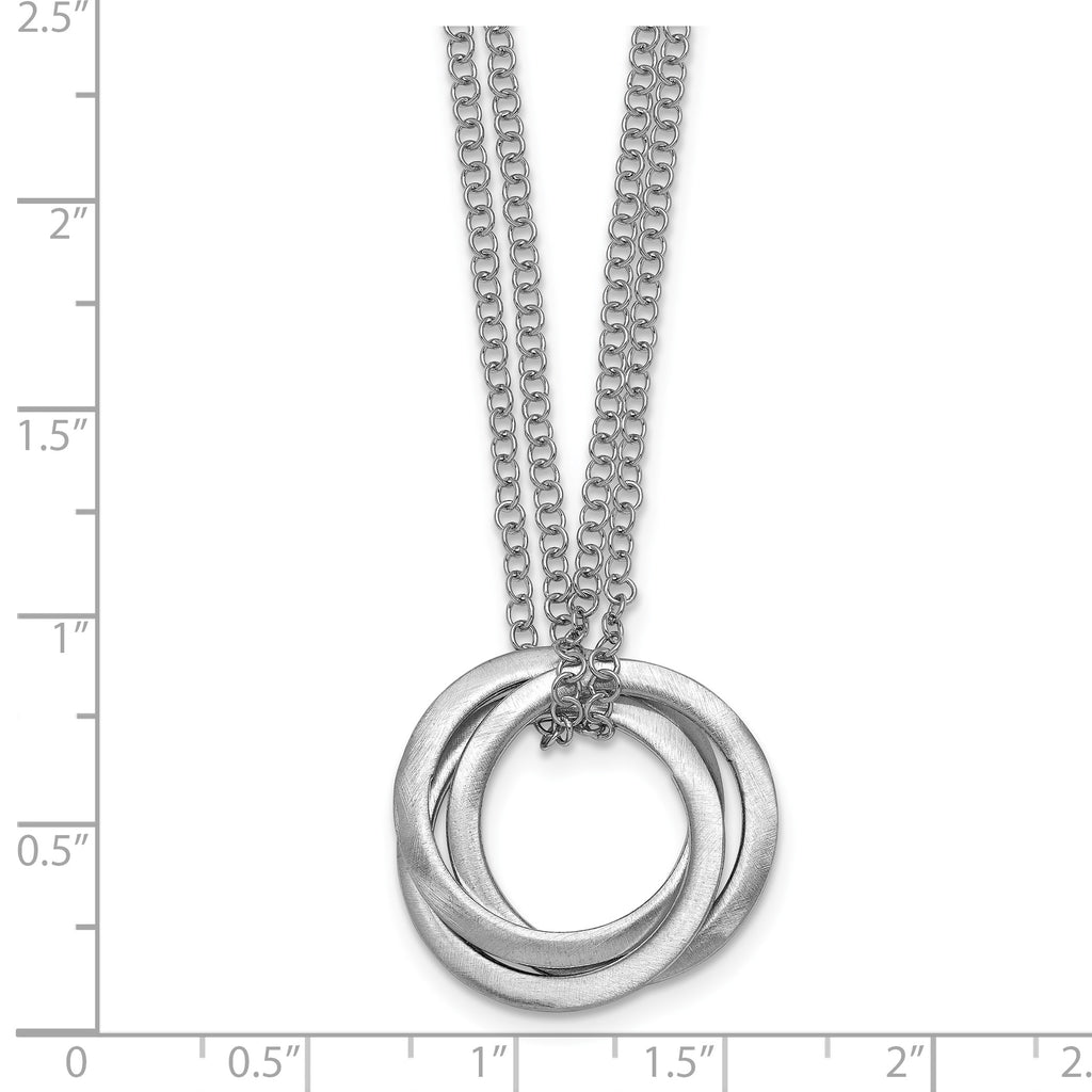 Sterling Silver Brushed & Polished Cable Pendant Necklace
