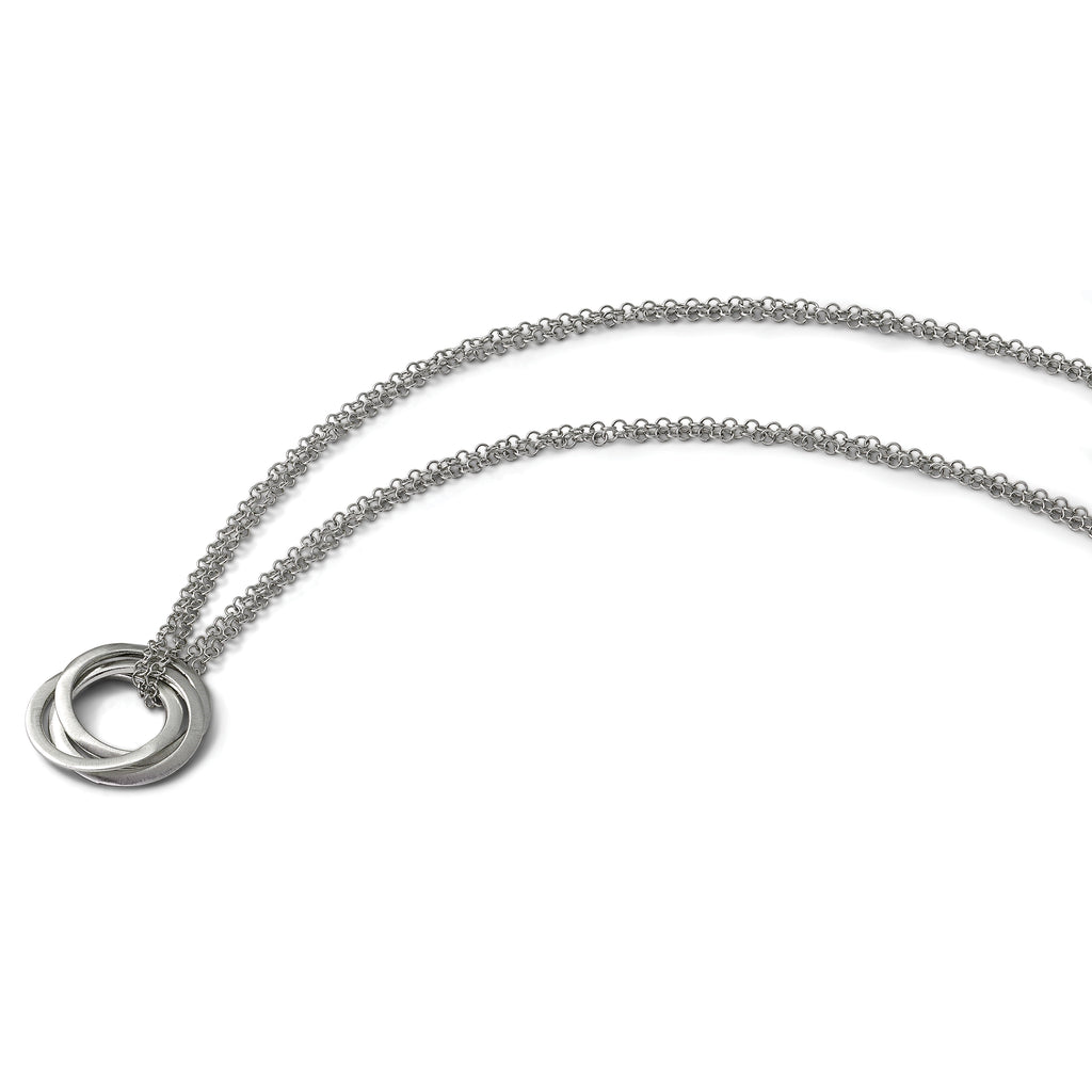 Sterling Silver Brushed & Polished Cable Pendant Necklace