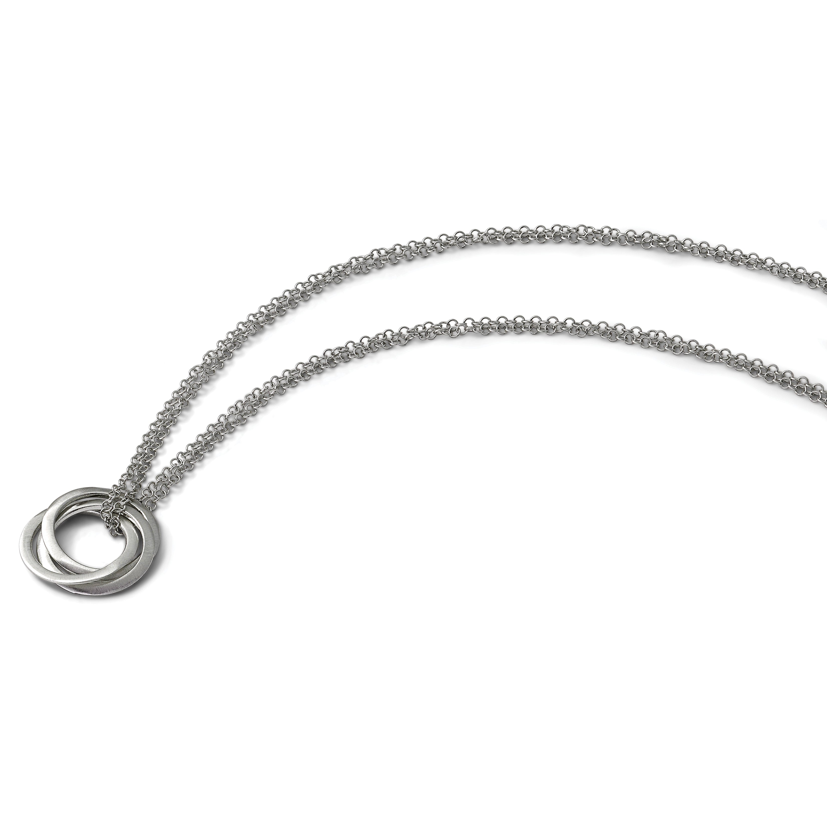 Sterling Silver Brushed & Polished Cable Pendant Necklace