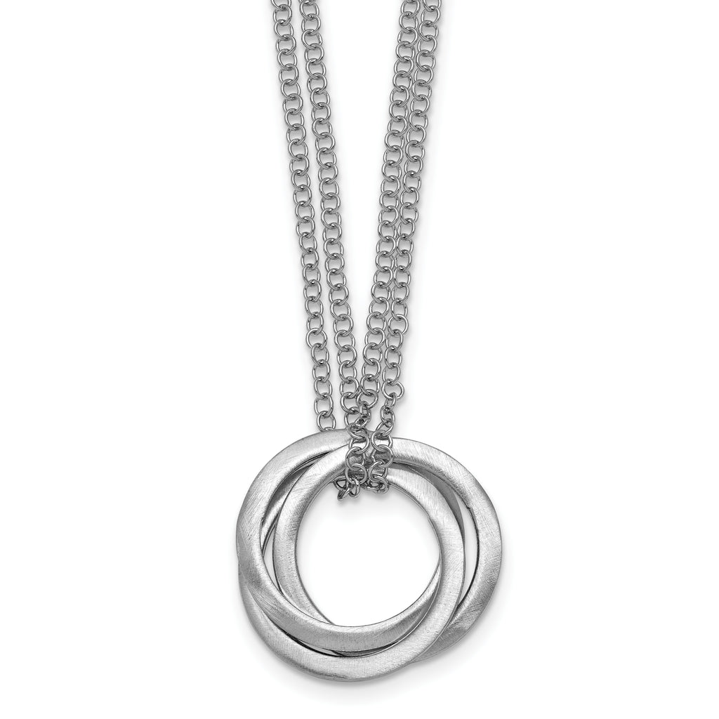 Sterling Silver Brushed & Polished Cable Pendant Necklace