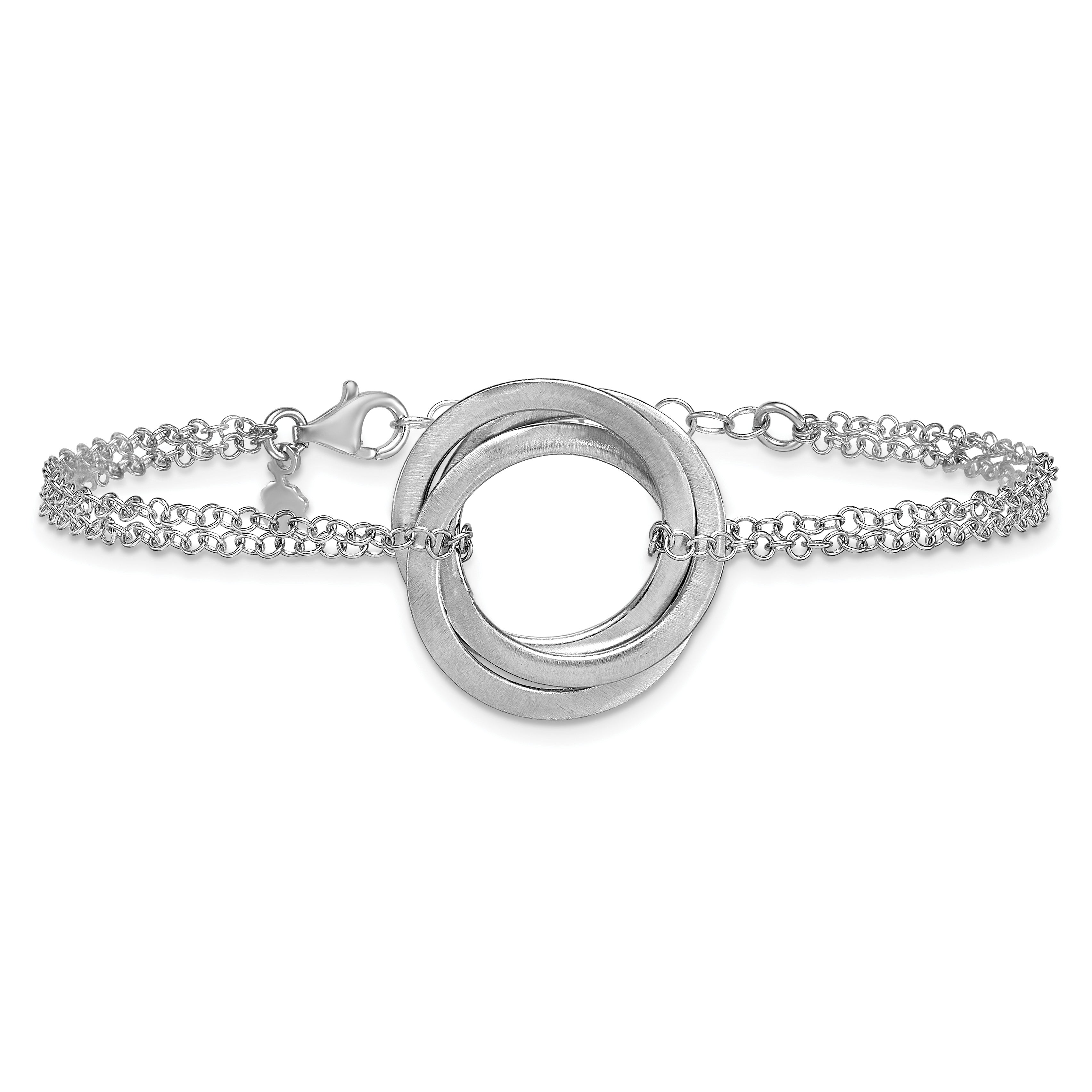 Sterling Silver Brushed & Polished Cable Cable Chain Bracelet
