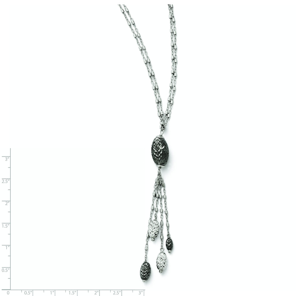 Ruthenium-Plated Double Strand Necklace in Sterling Silver, 16 Inch - Sophia Jewelers