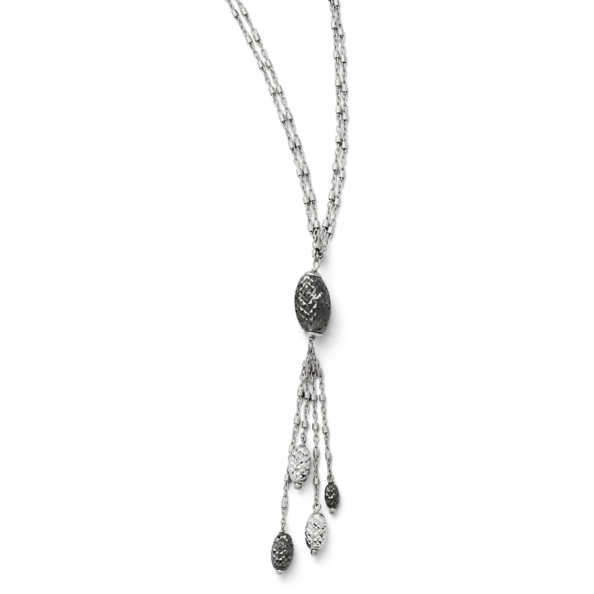 Ruthenium-Plated Double Strand Necklace in Sterling Silver, 16 Inch - Sophia Jewelers