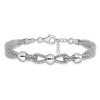 Four-Strand Beaded Bracelet in Sterling Silver, 7.5 Inch - Sophia Jewelers