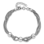 Four-Strand Beaded Bracelet in Sterling Silver, 7.5 Inch - Sophia Jewelers