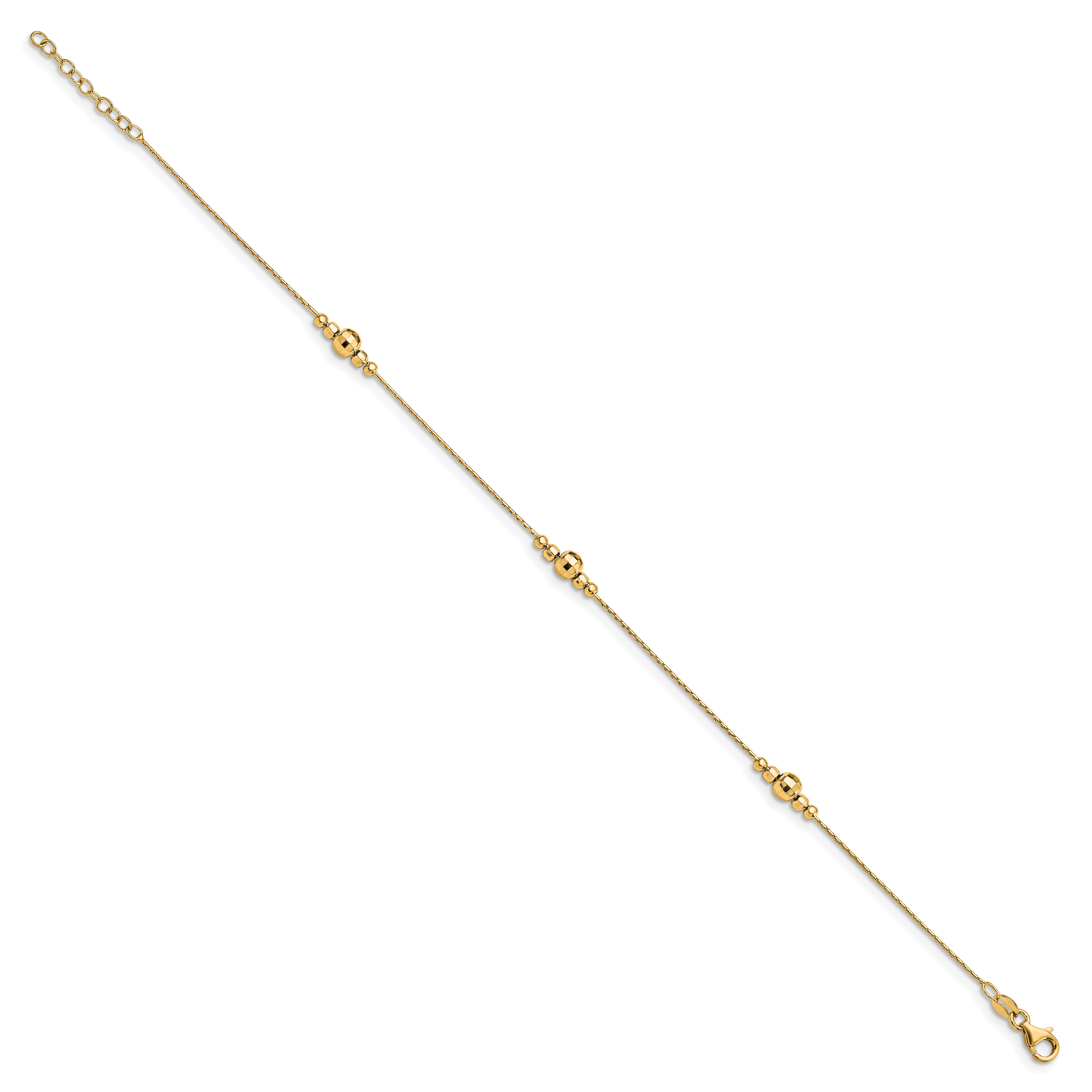 Sterling Silver Gold-plated Mirror Bead 9 inch Plus 1 inch Extender - Total 10 inch Anklet Secondary image