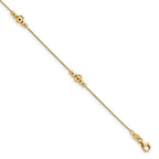 Sterling Silver Gold-plated Mirror Bead 9 inch Plus 1 inch Extender - Total 10 inch Anklet