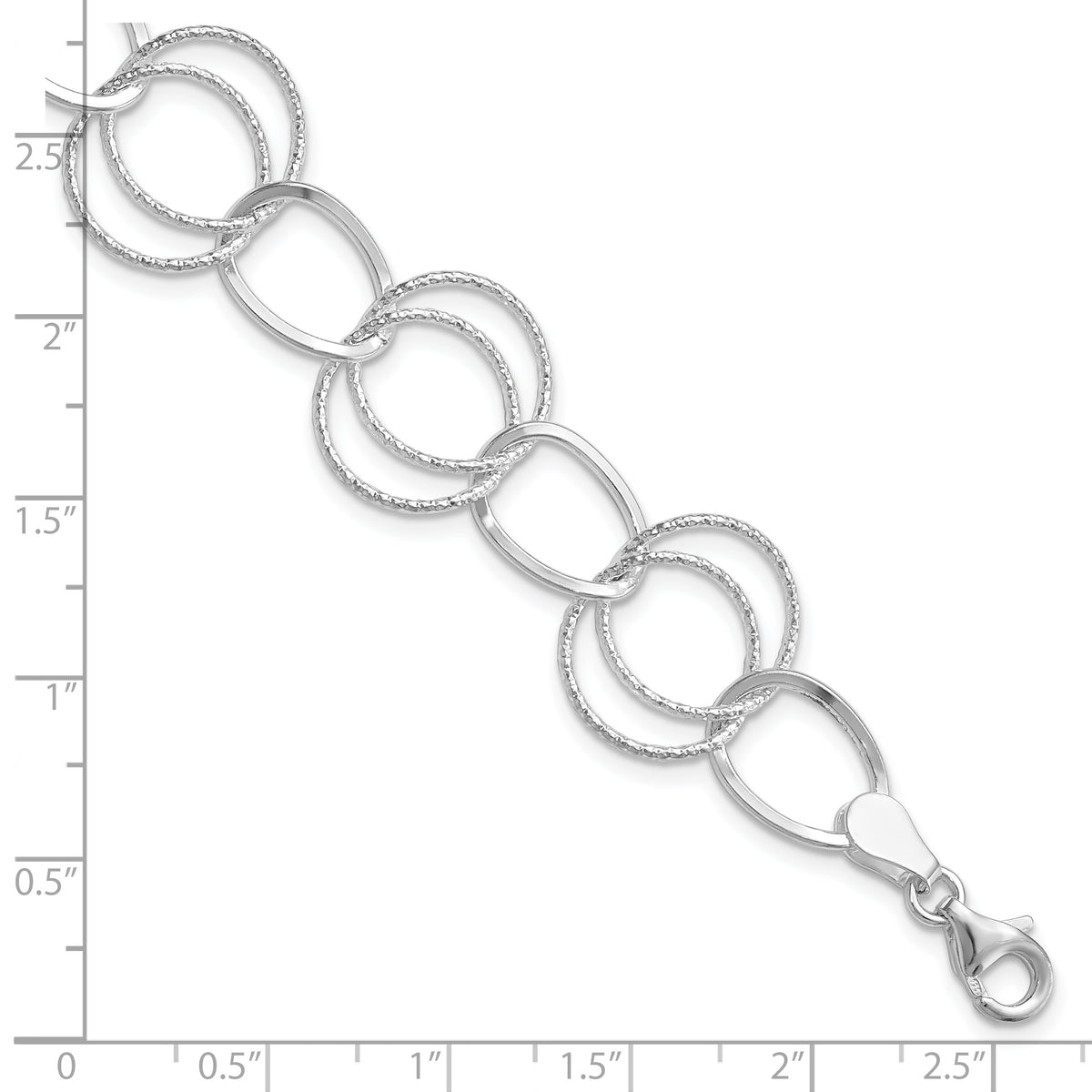 Fancy Chain Bracelet in Sterling Silver, 18mm Textured, 7.5 Inch - Sophia Jewelers