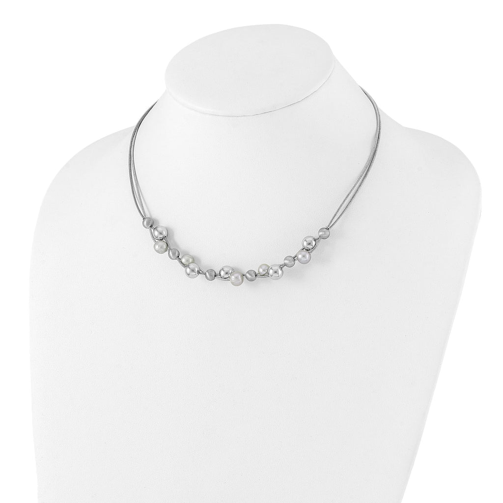 Cultured Pearl Chain in Sterling Silver, 13mm, 17 Inch - Sophia Jewelers