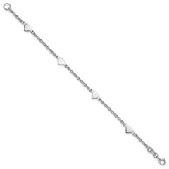 Sterling Silver RH-plated Polished Heart Bracelet