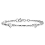 Sterling Silver RH-plated Polished Heart Bracelet