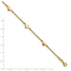 Sterling Silver Gold-plated Heart 5-Station 9 inch Plus 0.5 inch Extender - Total 9.5 inch Anklet