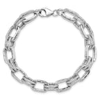 Link Bracelet in Sterling Silver, Textured, 7.5 Inch - Sophia Jewelers
