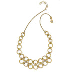 Collar Necklace in Gold-Tone Sterling Silver with Extension, Textured - Sophia Jewelers