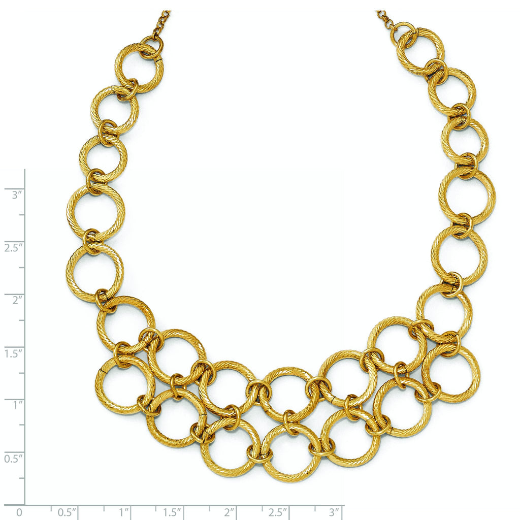 Collar Necklace in Gold-Tone Sterling Silver with Extension, Textured - Sophia Jewelers