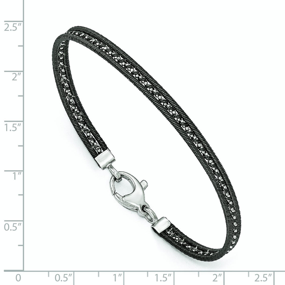 Ruthenium-Plated Mesh Chain Bracelet in Sterling Silver, 7.5 Inch - Sophia Jewelers