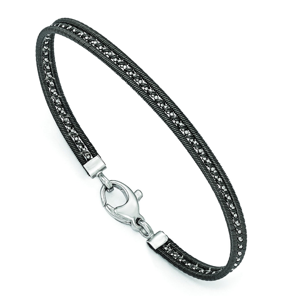 Ruthenium-Plated Mesh Chain Bracelet in Sterling Silver, 7.5 Inch - Sophia Jewelers