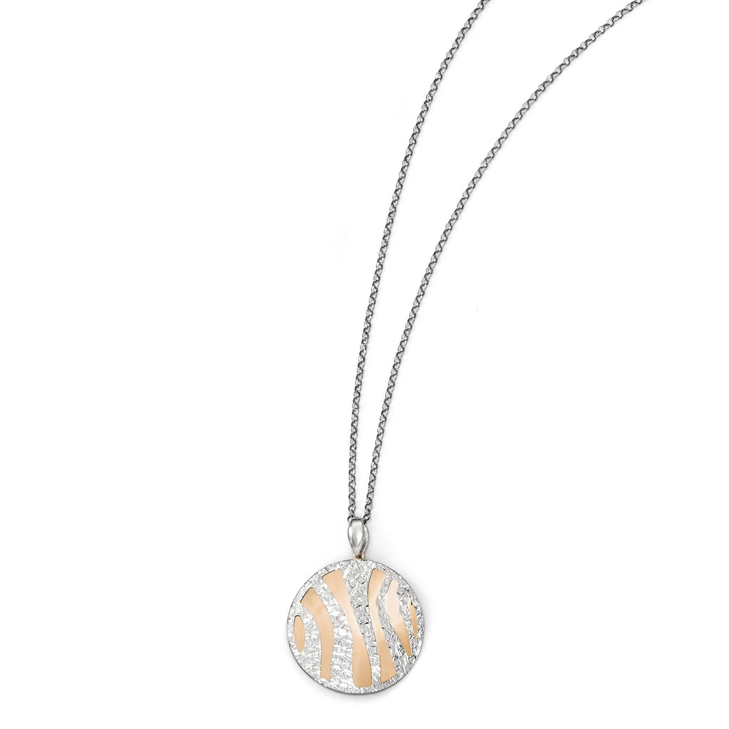 Striped Circle Necklace in Rose Gold-Plated Sterling Silver - Sophia Jewelers
