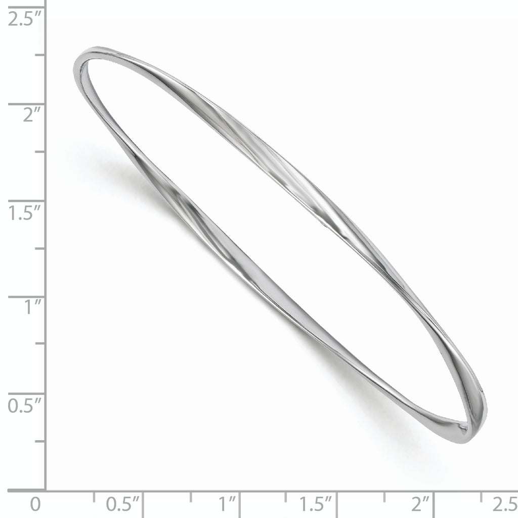 Sterling Silver RH-plated Polished Twisted Bangle