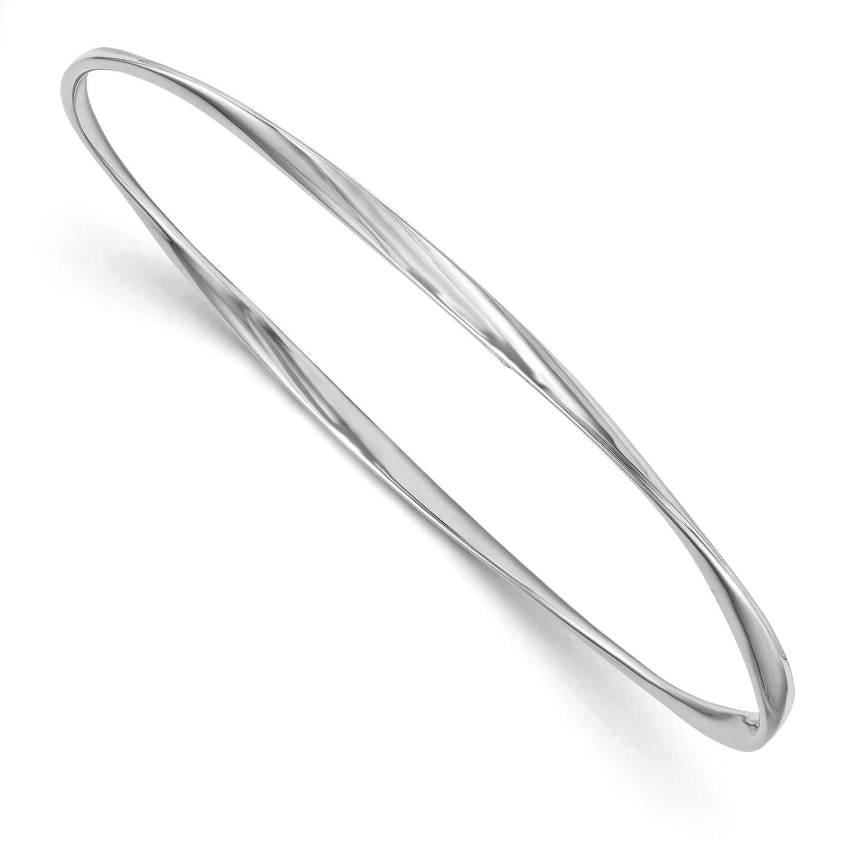 Sterling Silver RH-plated Polished Twisted Bangle