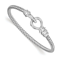 Sterling Silver Hook Rhodium-Rhodium-Plated Bangle