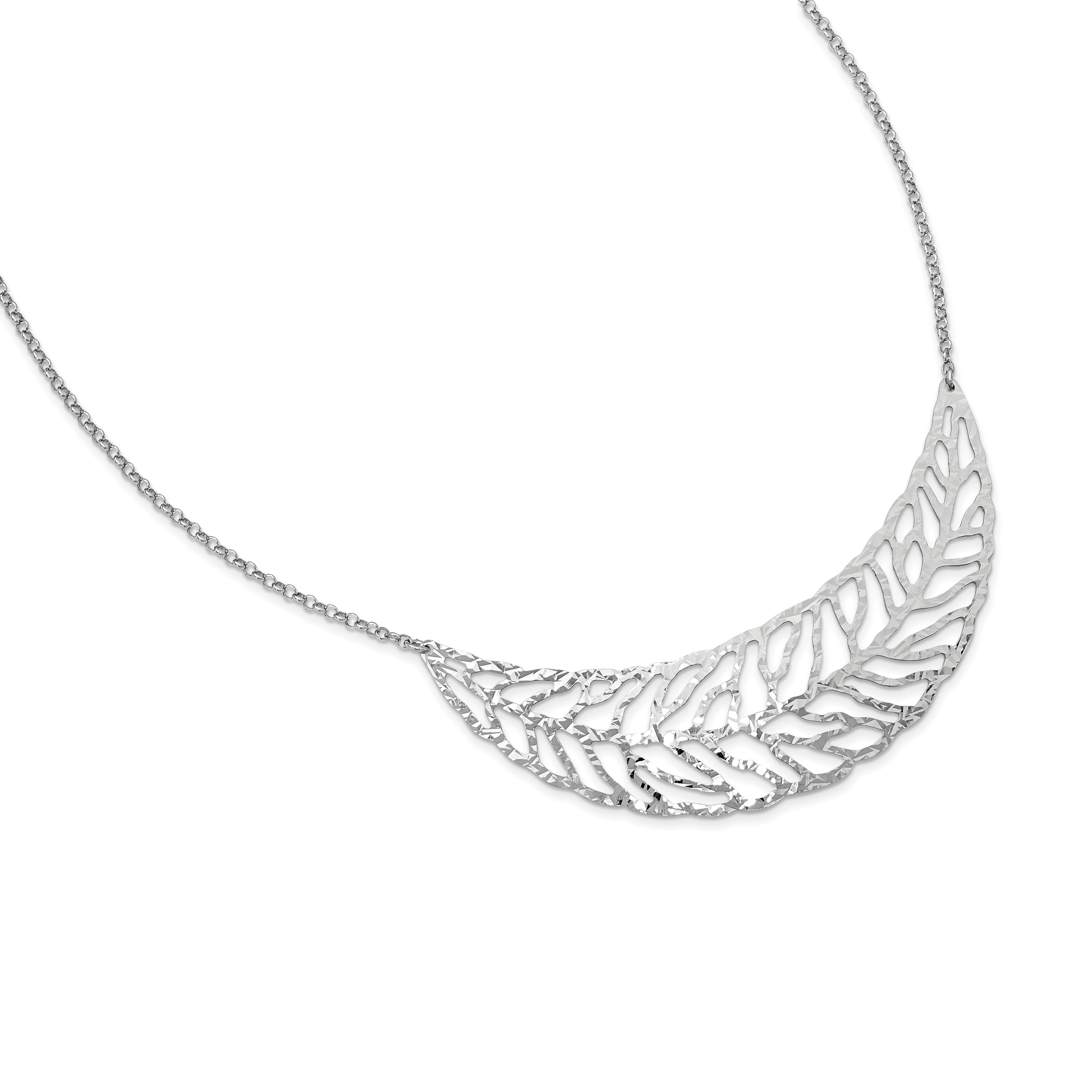 Sterling Silver Rhodium-Plated Fancy Necklace