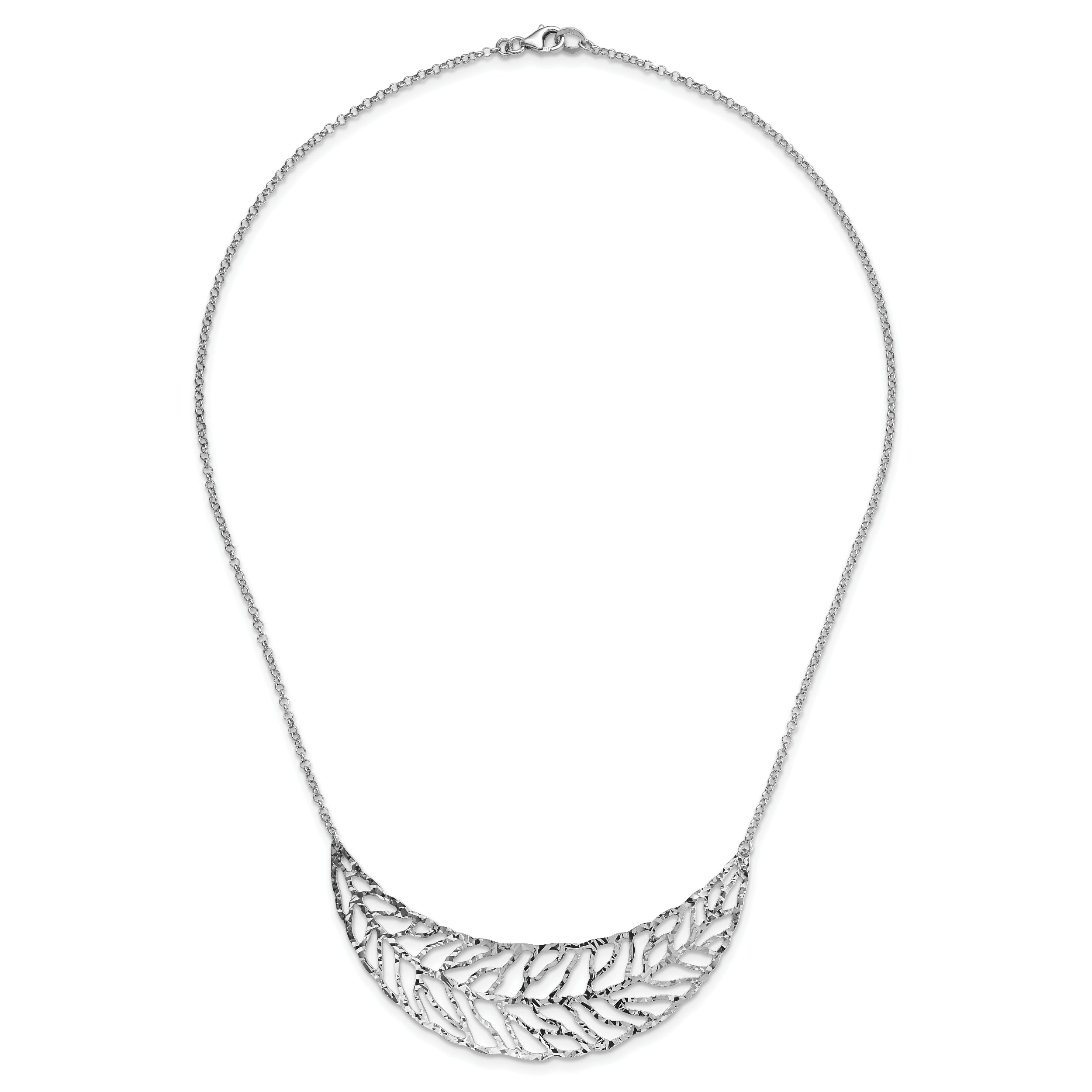 Sterling Silver Rhodium-Plated Fancy Necklace