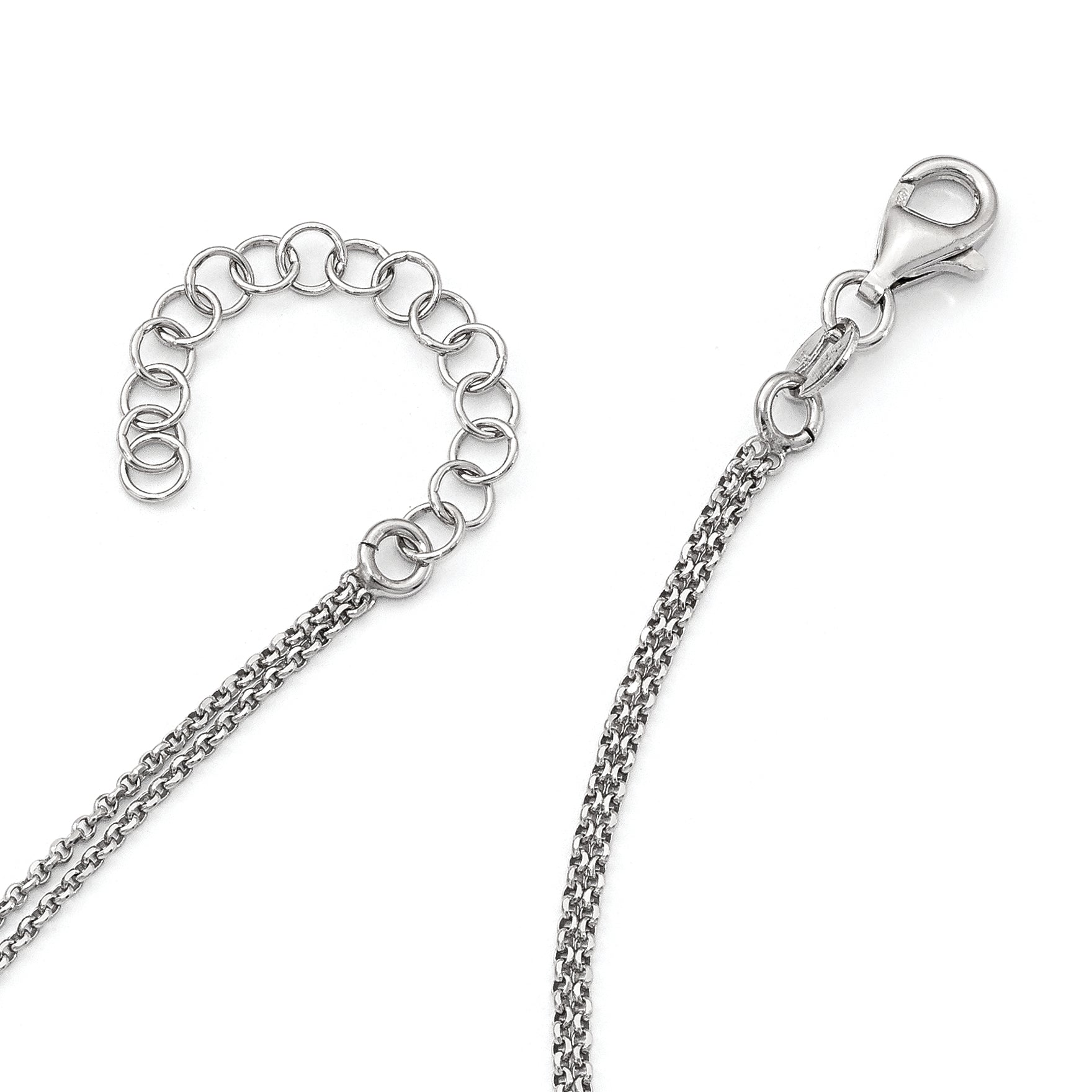 Sterling Silver RH-plt Fancy  Rose-tone Bar w/2in ext. Necklace