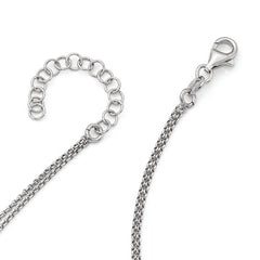 Sterling Silver RH-plt Fancy  Rose-tone Bar w/2in ext. Necklace