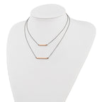 Sterling Silver RH-plt Fancy  Rose-tone Bar w/2in ext. Necklace