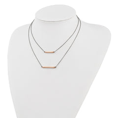 Sterling Silver RH-plt Fancy  Rose-tone Bar w/2in ext. Necklace