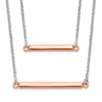 Sterling Silver RH-plt Fancy  Rose-tone Bar w/2in ext. Necklace