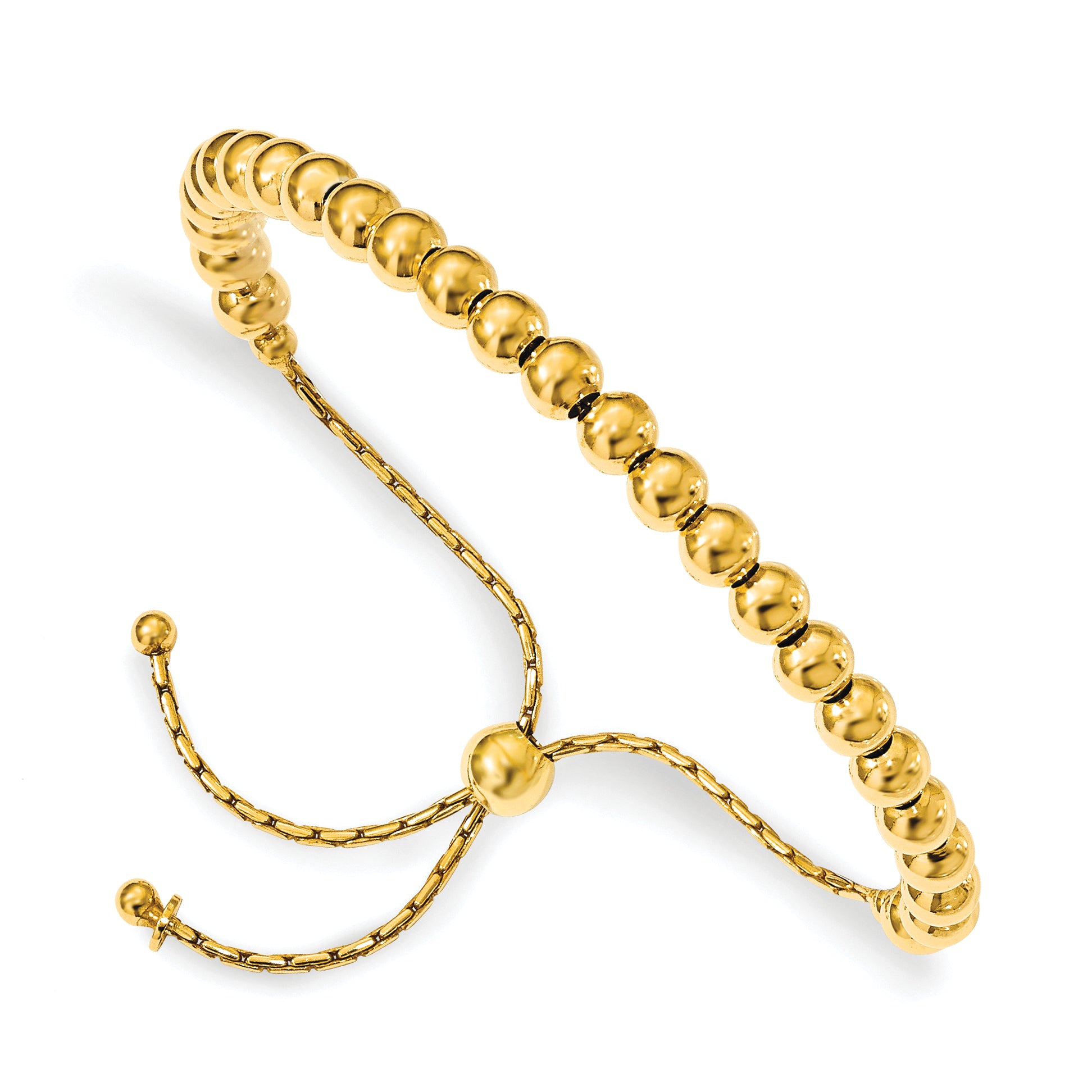 Sterling Silver Gold-tone Polished Beaded Adjustable Bracelet Main image