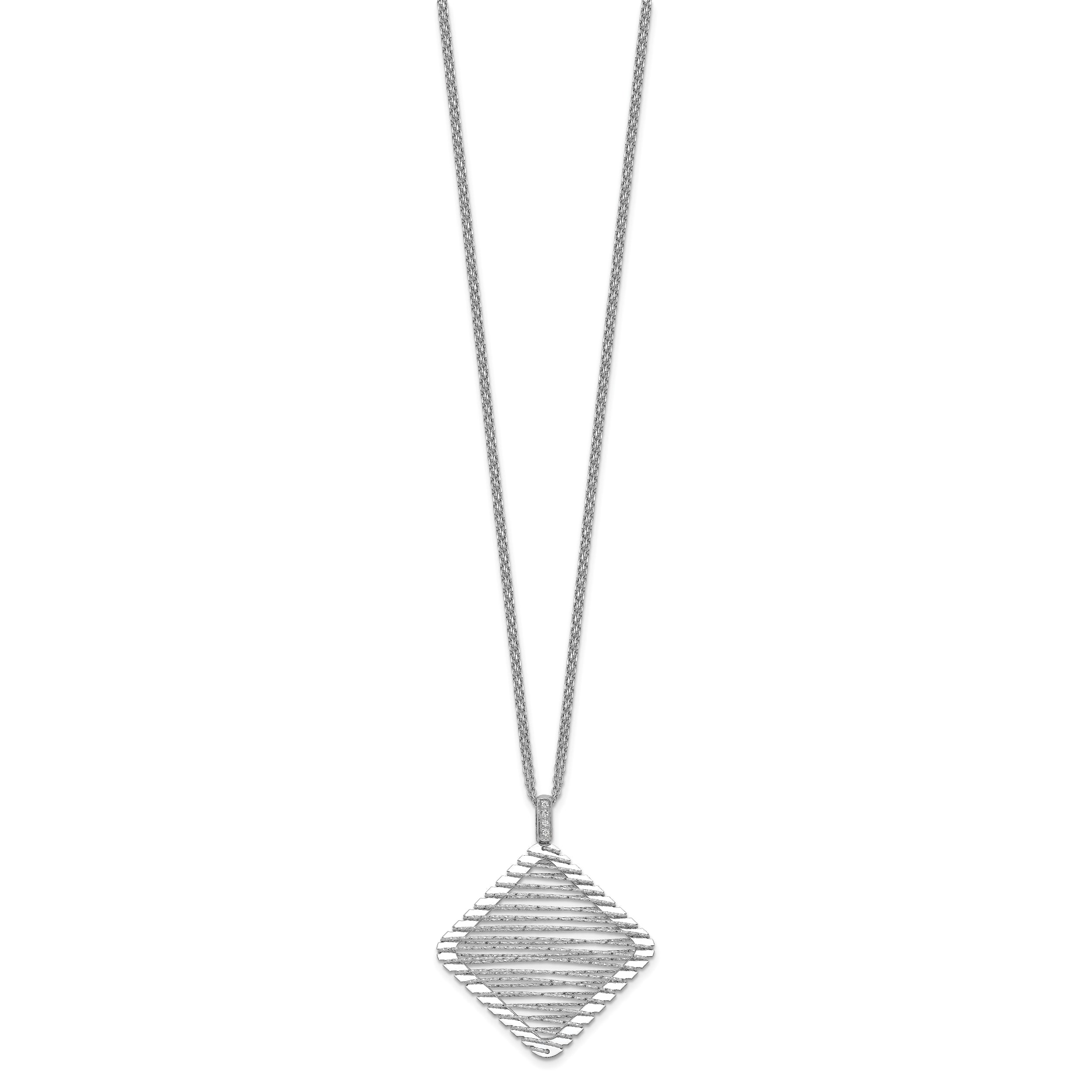 Sterling Silver Rhodium-plated CZ Necklace