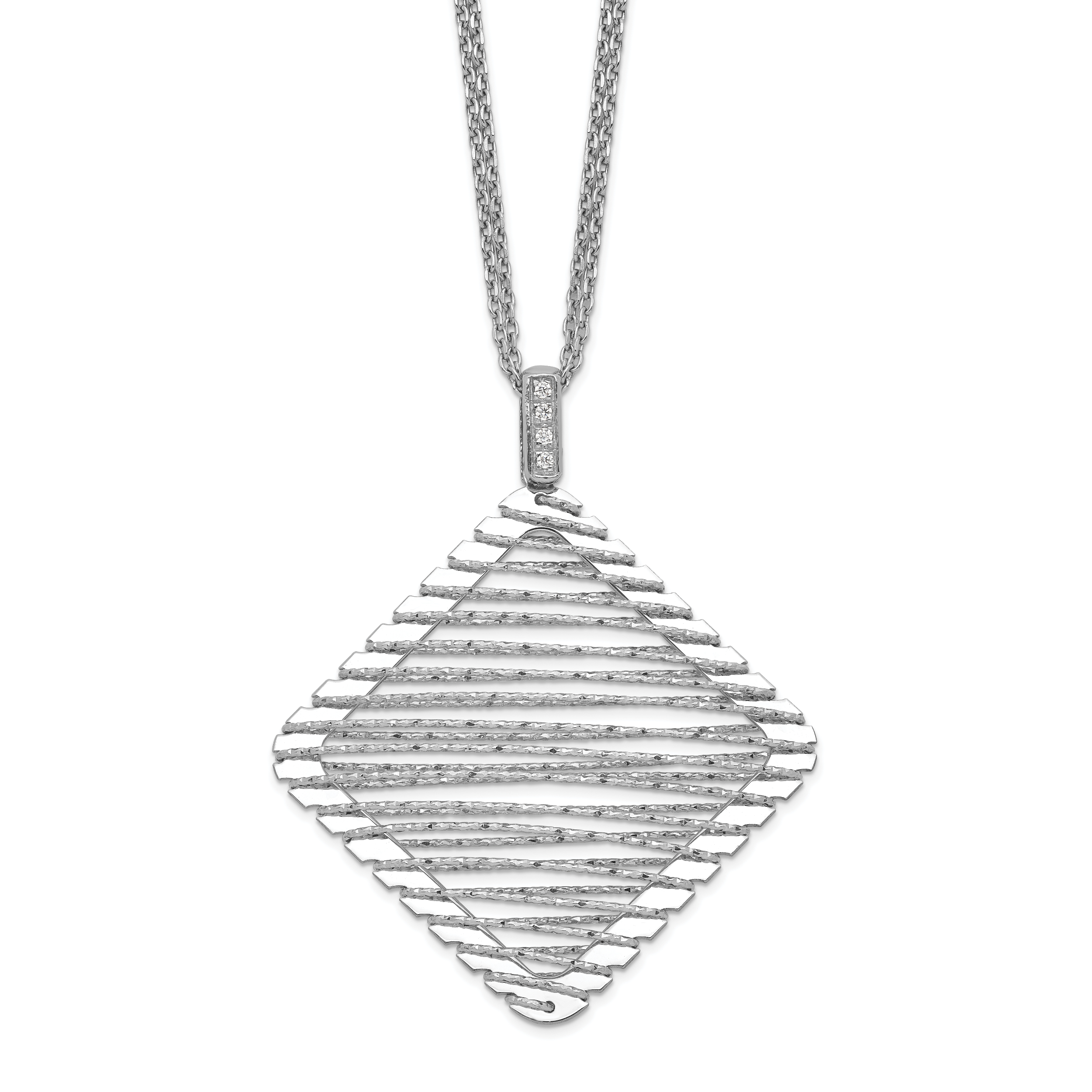 Sterling Silver Rhodium-plated CZ Necklace Main image