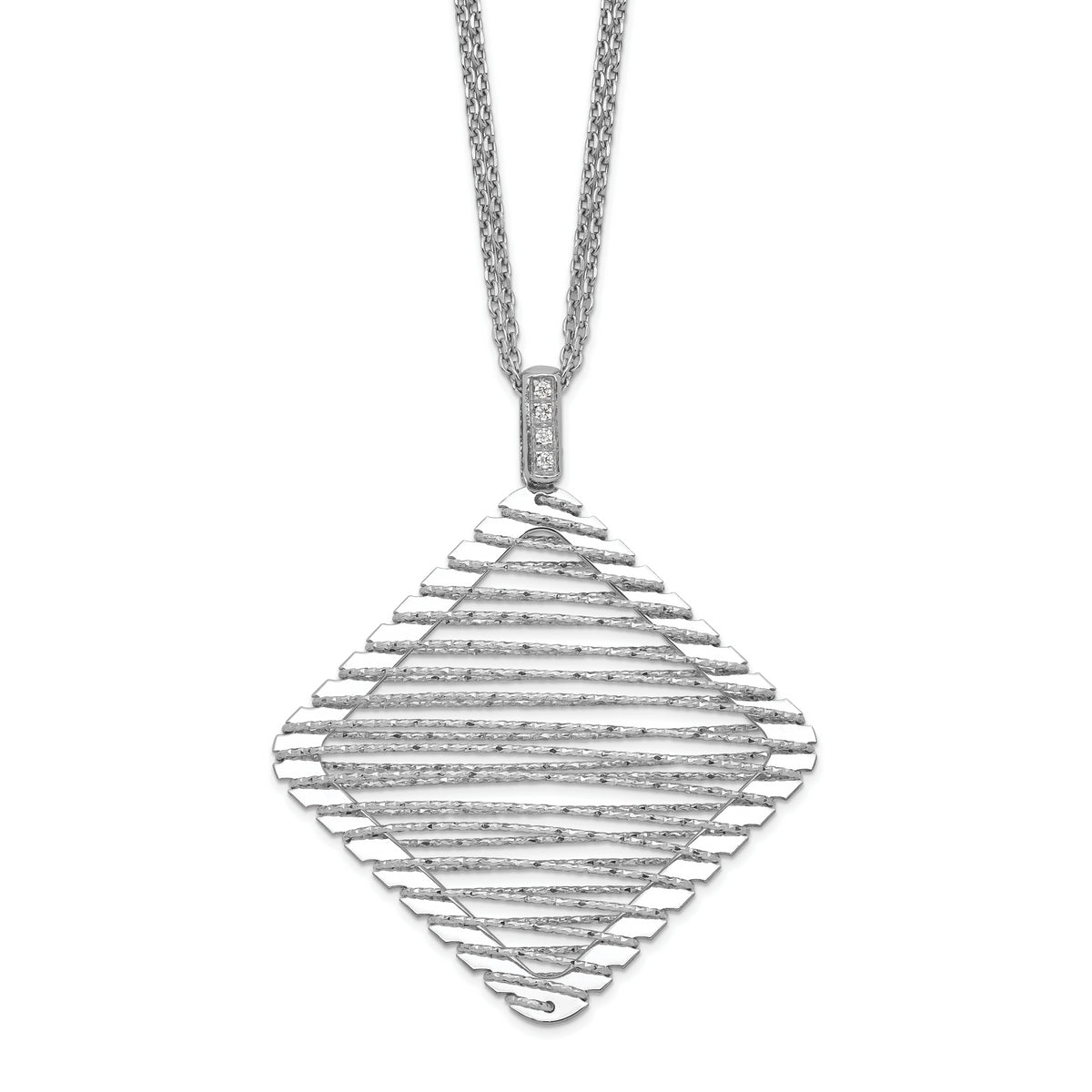 Sterling Silver Rhodium-plated CZ Necklace