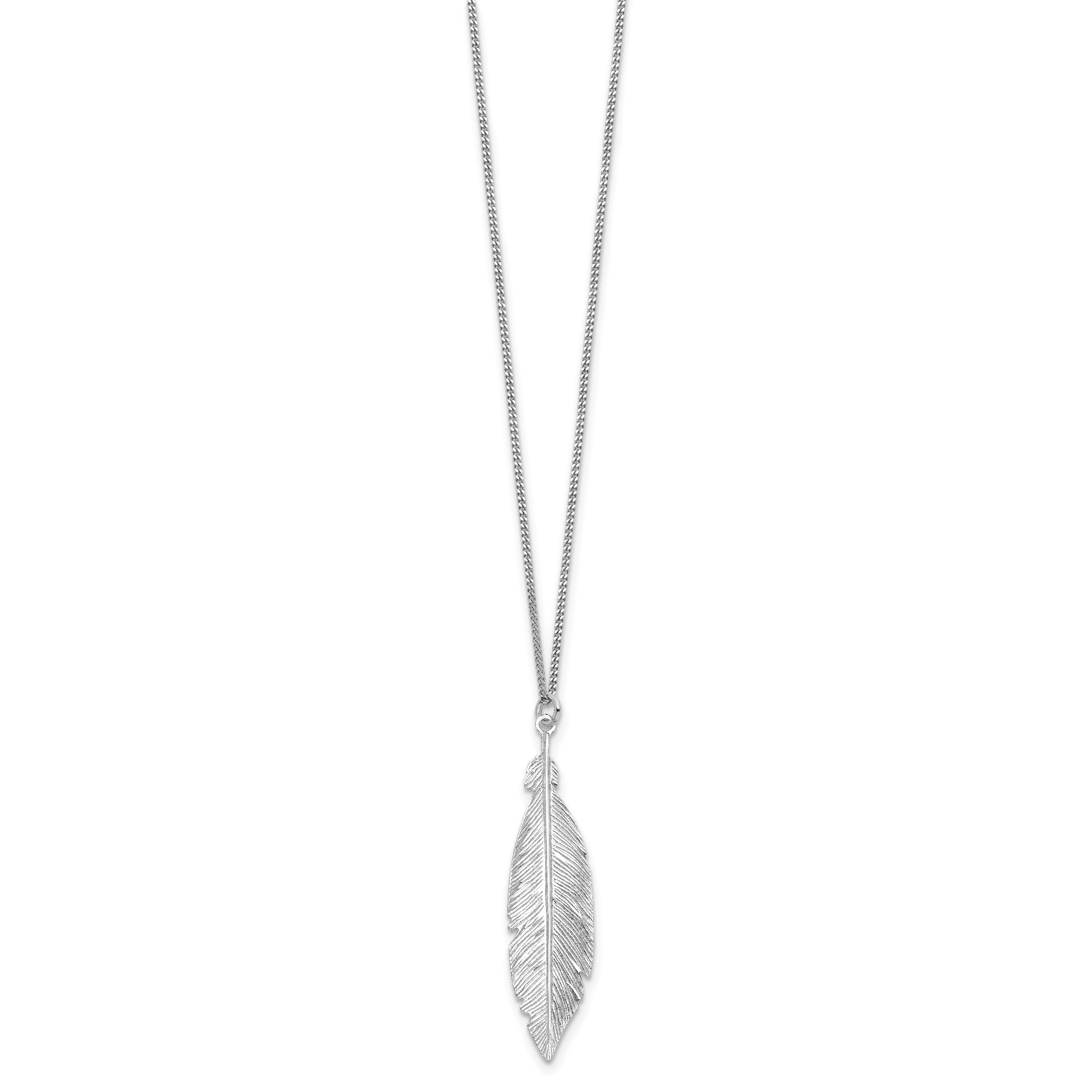 Sterling Silver Rhodium-plated Leaf w/1in ext. Necklace Secondary image