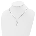 Sterling Silver Rhodium-plated Leaf w/1in ext. Necklace